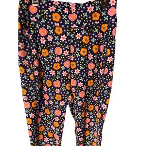 POP FIT 2XL Navy Blue Floral Print Leggings Activewear Pants Women's